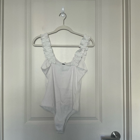 Francesca’s White Ruffle Bodysuit - Picture 2 of 3